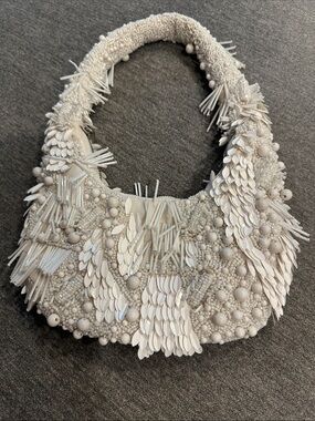 Zara white beaded bag